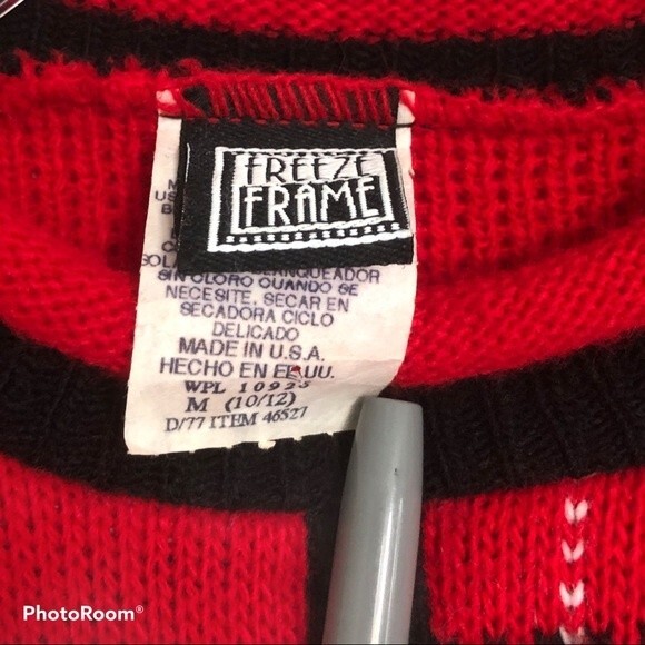 Vintage Sweater Womens Medium Red Black White Scottie Dog Patchwork Holiday - Picture 4 of 9